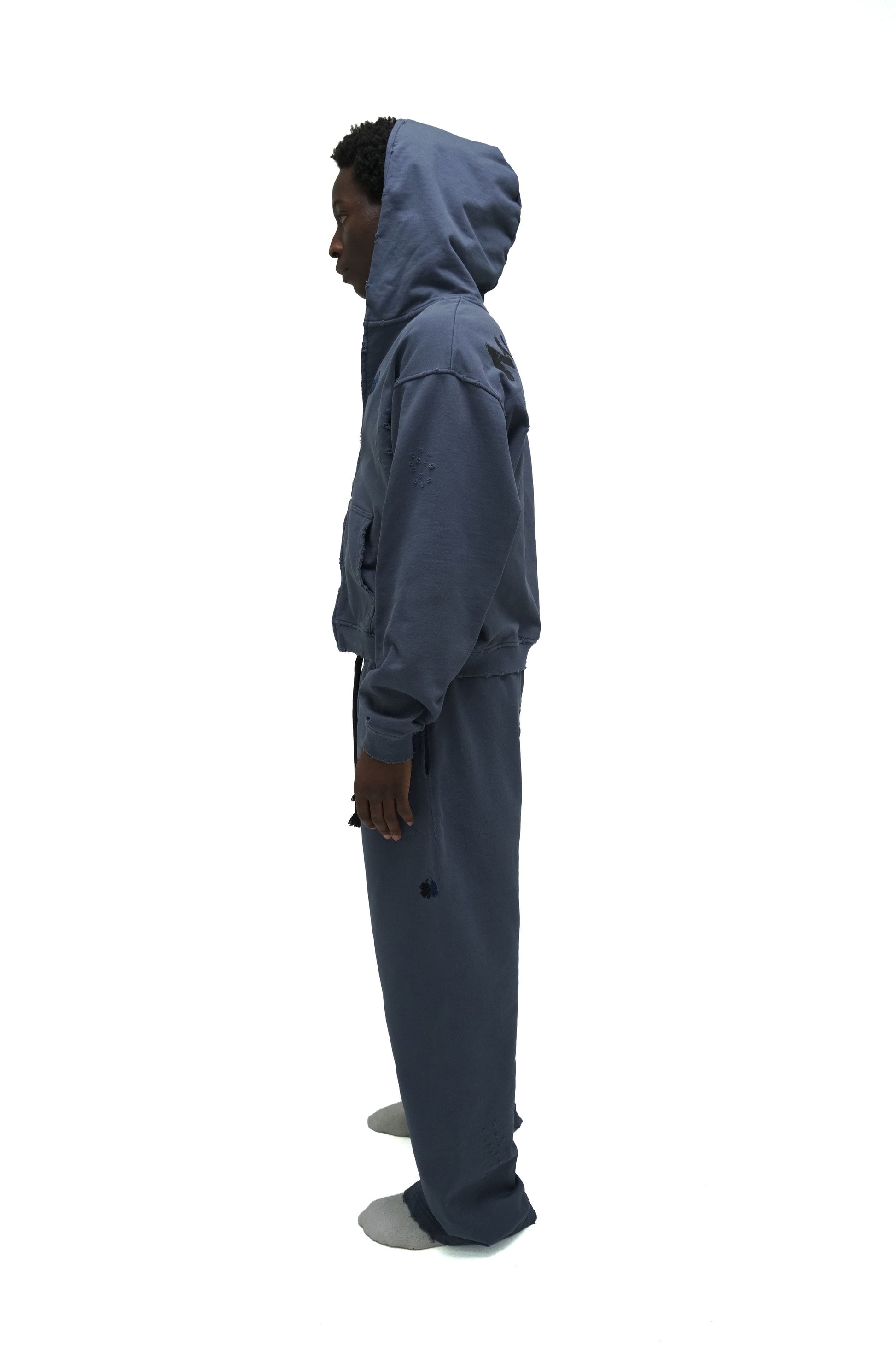 ‘Worn’ Hoodie - Washed Steel Blue