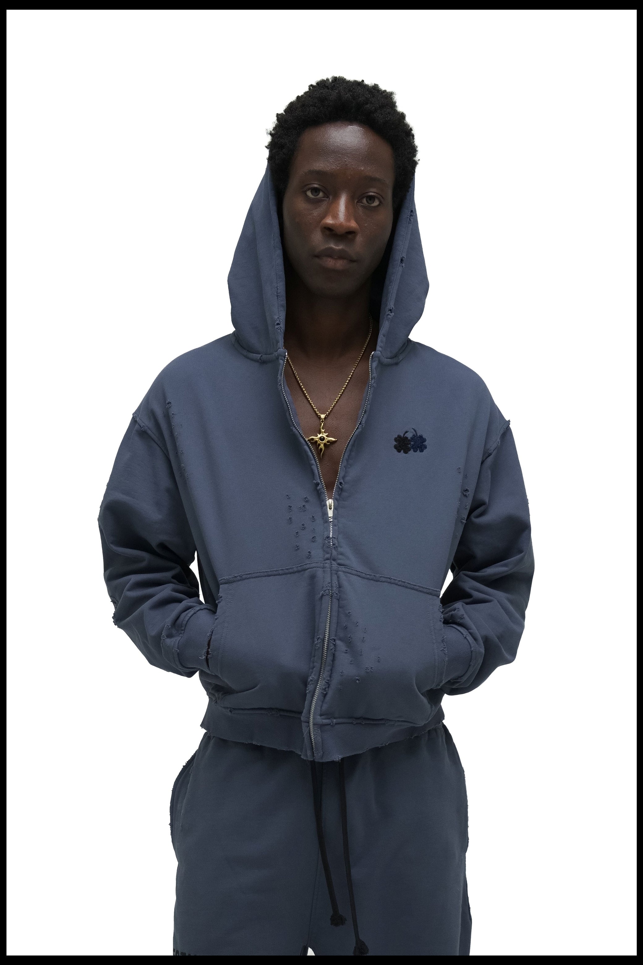 ‘Worn’ Hoodie - Washed Steel Blue